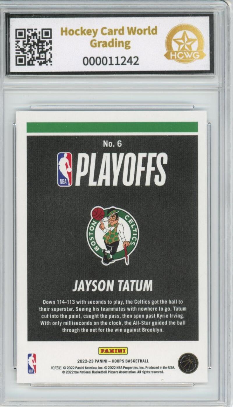 2022-23 Hoops Road to the Finals #6 Jayson Tatum 937/2022 Graded Mint HCWG 9 Image 2