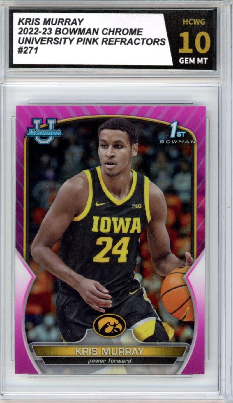 2022-23 Bowman Chrome University Pink Refractors #271 Kris Murray Mint HCWG 10 Image 1