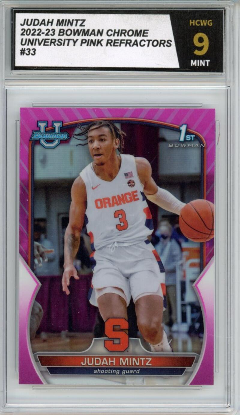 2022-23 Bowman Chrome University Pink Refractors #33 Judah Mintz Mint HCWG 9 Image 1