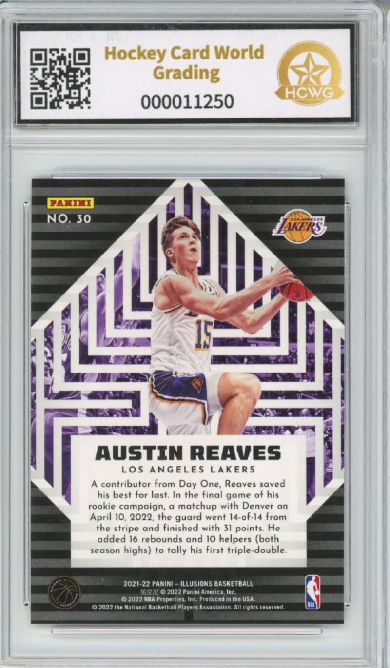 2021-22 Panini Illusions Instant Impact #30 Austin Reaves Graded Mint HCWG 9 Image 2