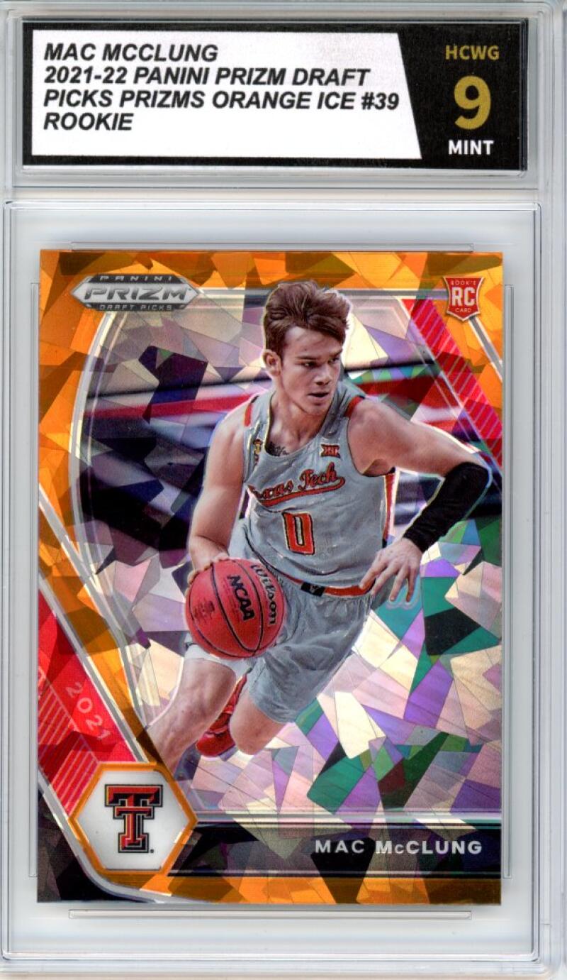 2021-22 Prizm Draft Picks Orange Ice #39 Mac McClung Rookie Graded Mint HCWG 9 Image 1