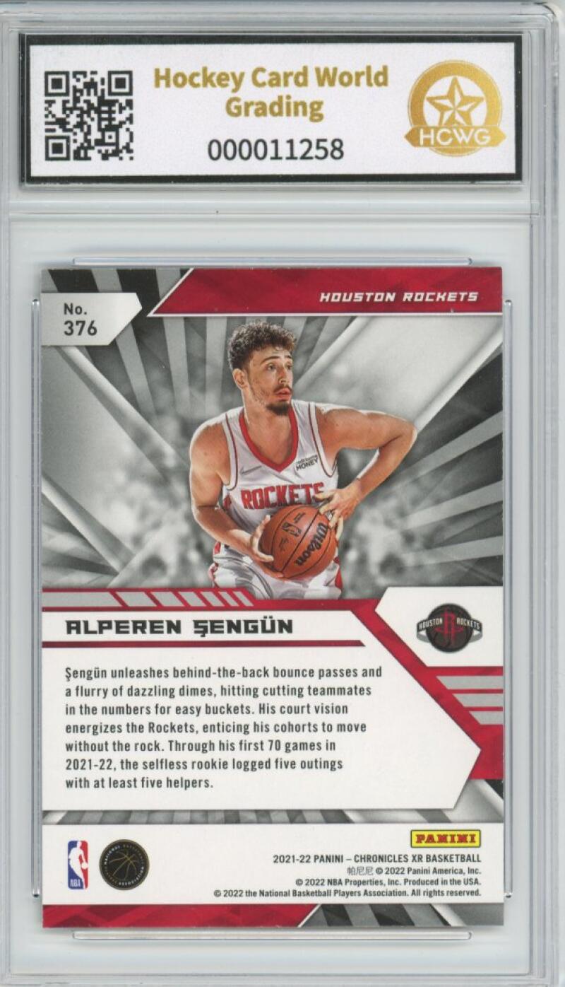 2021-22 Panini Chronicles XR #376 Alperen Sengun Rookie Graded Mint HCWG 9 Image 2
