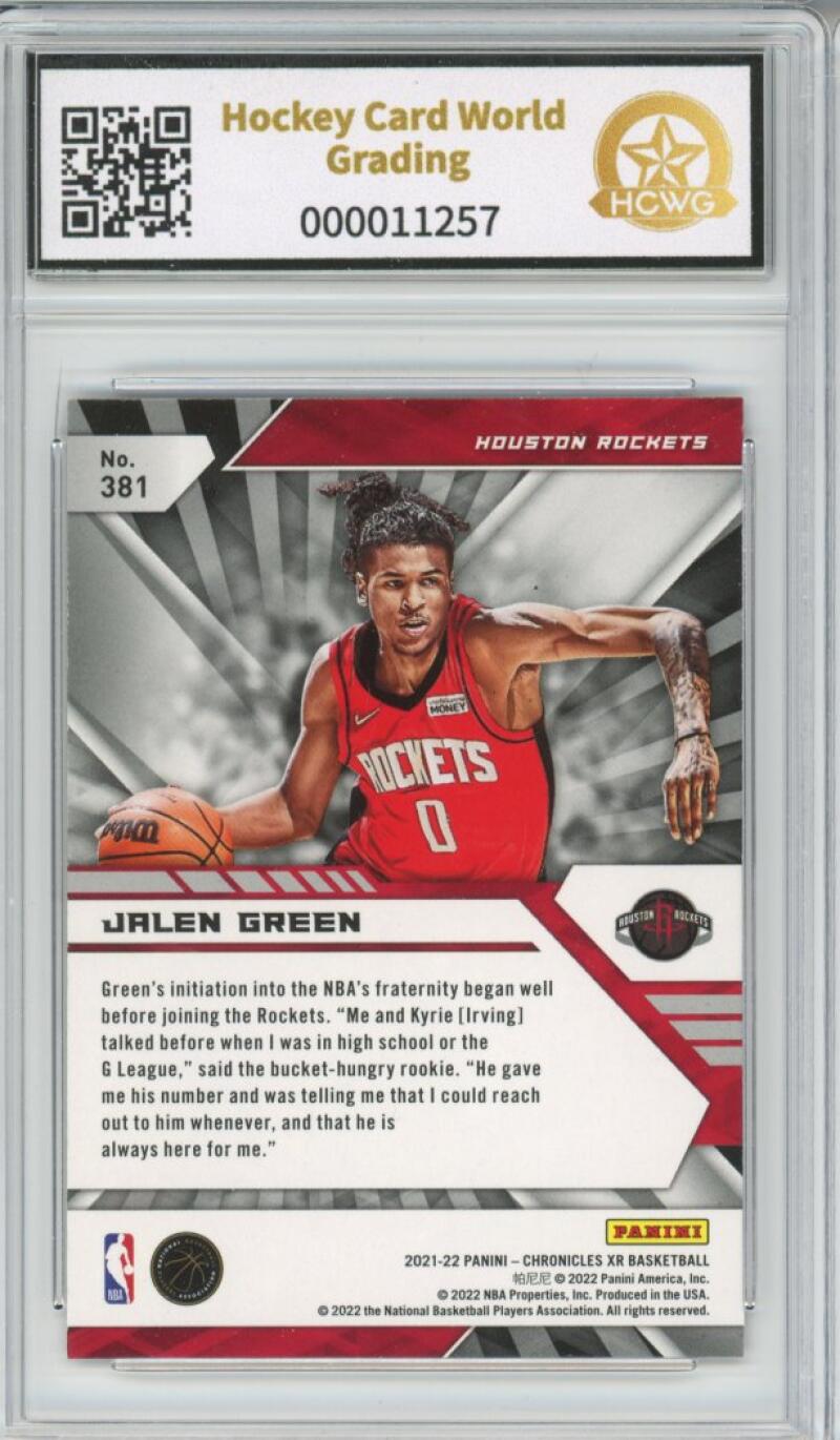 2021-22 Panini Chronicles XR #381 Jalen Green RC Rookie Mint HCWG 9 Image 2