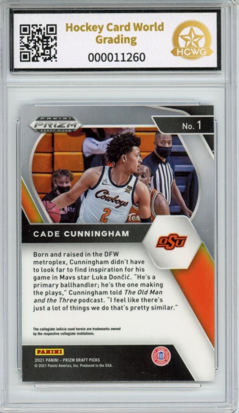 2021-22 Panini Prizm Draft Picks #1 Cade Cunningham Rookie Mint HCWG 9 Image 2