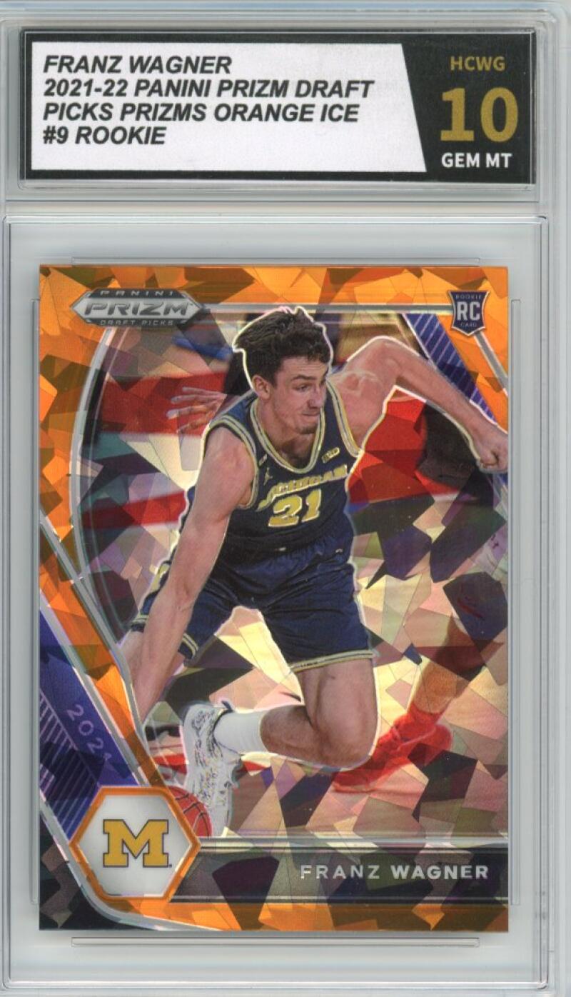 2021-22 Panini Prizm Draft Picks Orange Ice #9 Franz Wagner Rookie Gem Mint HCWG 10 Image 1
