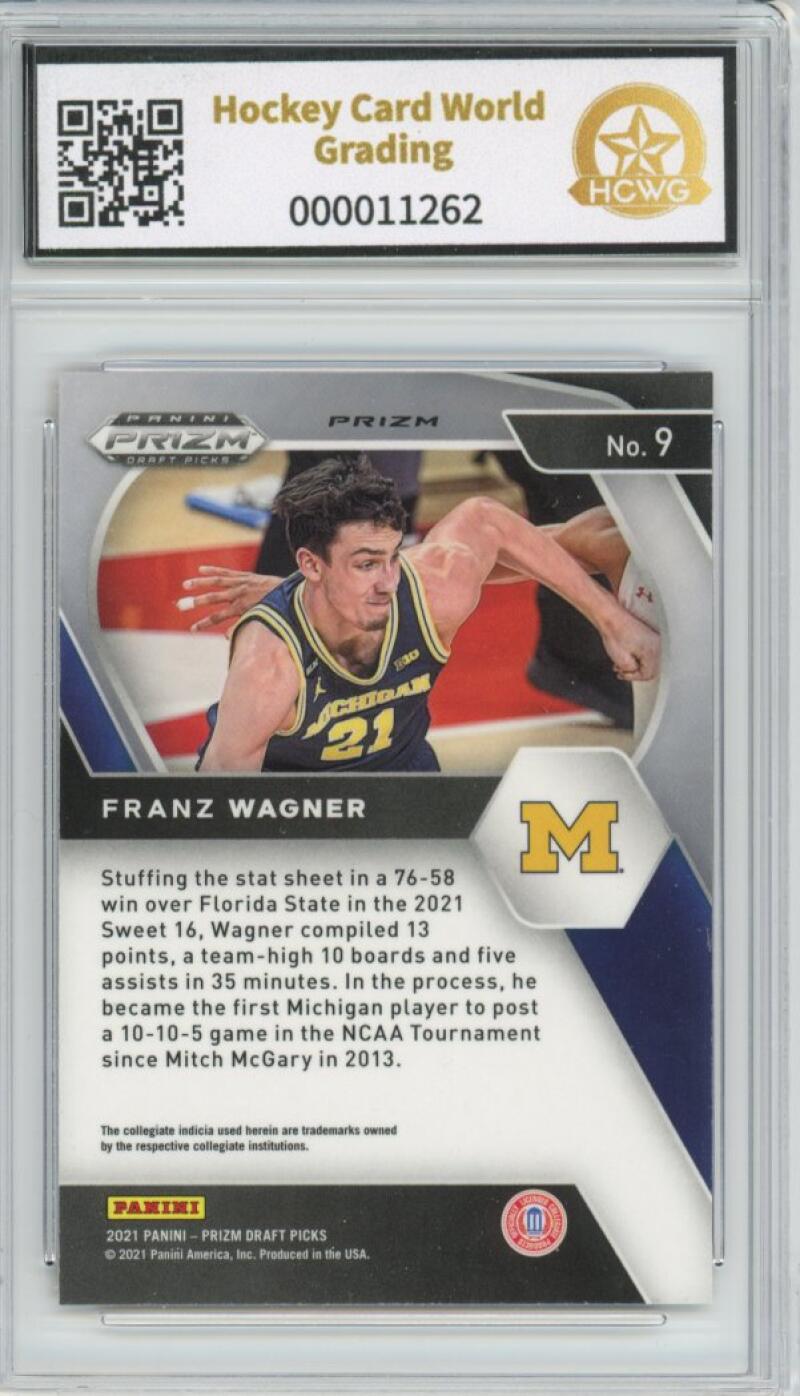 2021-22 Panini Prizm Draft Picks Orange Ice #9 Franz Wagner Rookie Gem Mint HCWG 10 Image 2