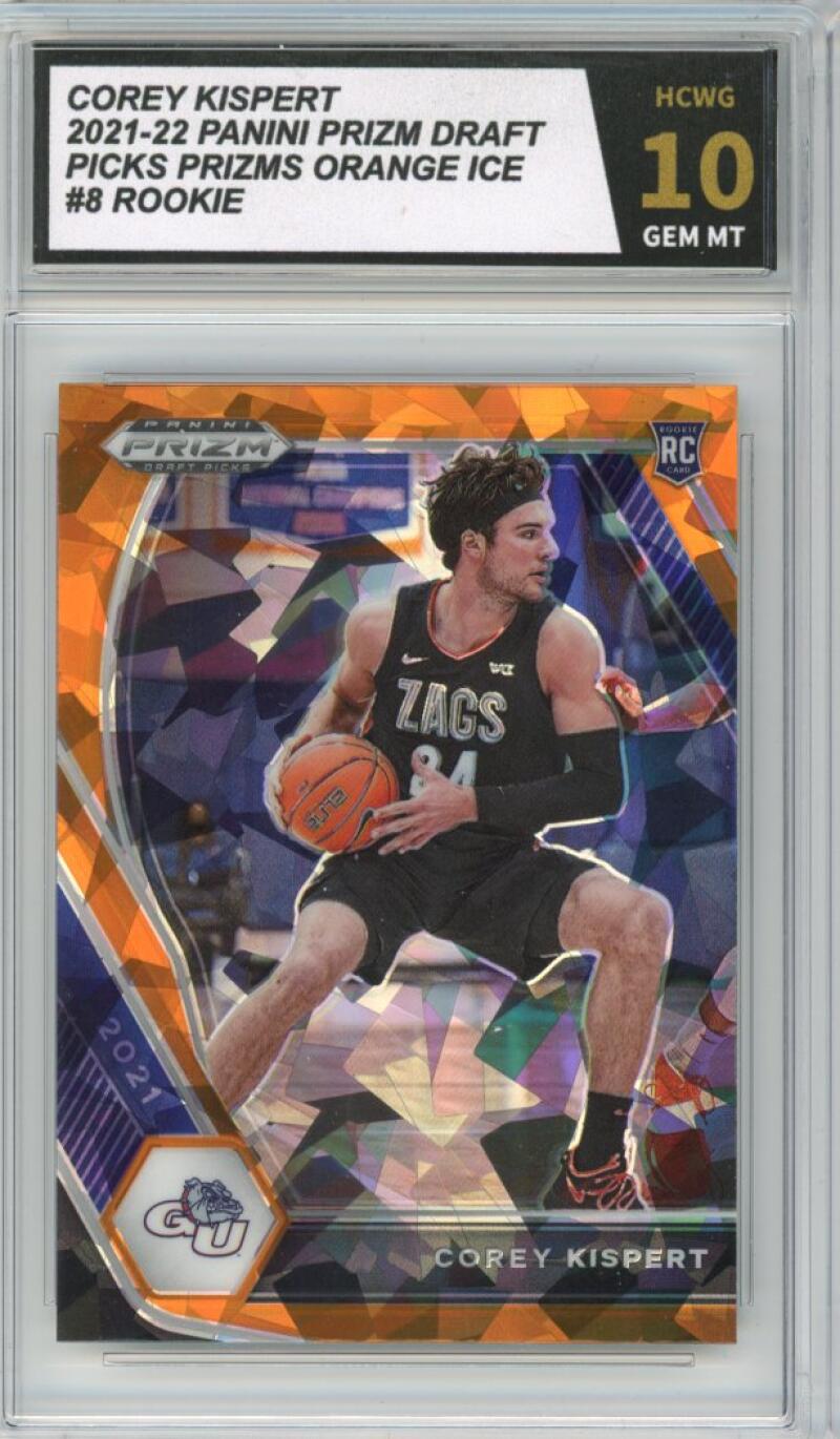 2021-22 Panini Prizm Draft Picks Orange Ice #8 Corey Kispert Rookie Gem Mint HCWG 10 Image 1