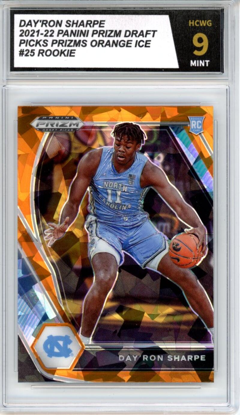 2021-22 Panini Prizm Draft Picks Orange Ice #25 Day'Ron Sharpe Rookie HCWG 9 Image 1
