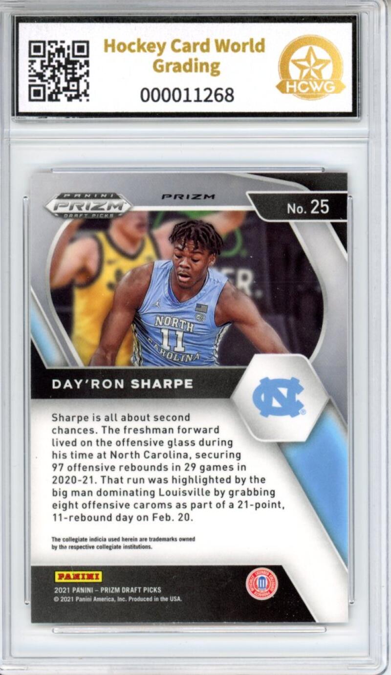 2021-22 Panini Prizm Draft Picks Orange Ice #25 Day'Ron Sharpe Rookie HCWG 9 Image 2