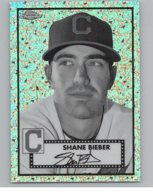 2021 Chrome Plat Ann Refractor B/W Mini Diamonds #190 Shane Bieber V98067 Image 1