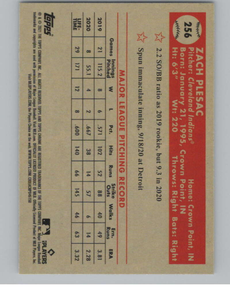 2021 Chrome Plat Ann Refractor B/W Mini Diamonds #256 Zach Plesac  V98069 Image 2