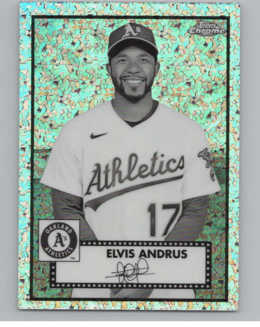 2021 Chrome Plat Ann Refractor B/W Mini Diamonds #337 Elvis Andrus  V98072 Image 1