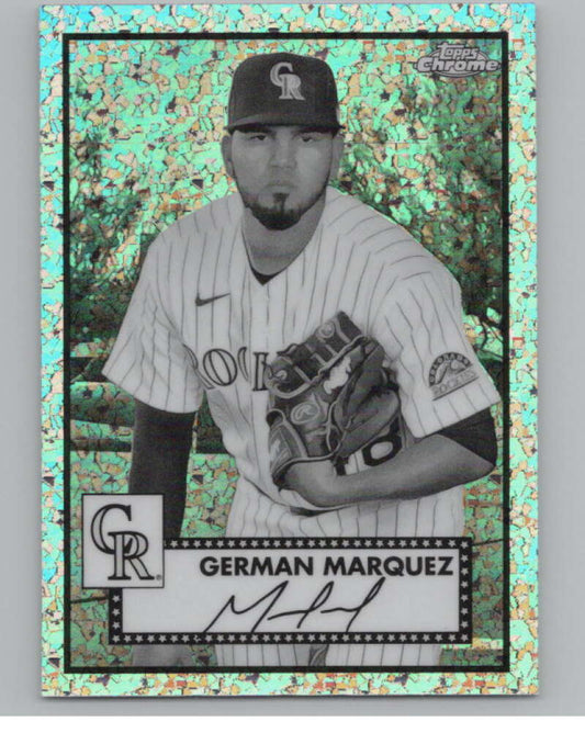 2021 Chrome Plat Ann Refractor B/W Mini Diamonds #387 German Marquez  V98073 Image 1