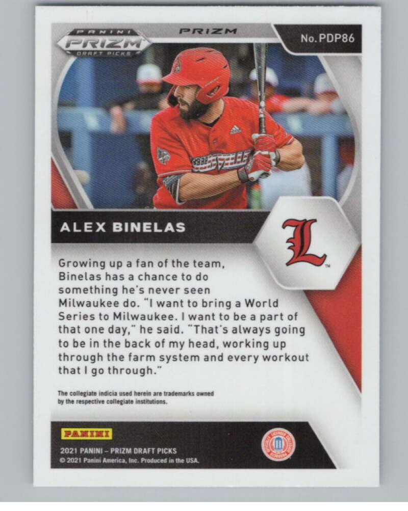 2021  Prizm Draft Picks Carolina Blue Velocity #86 Alex Binelas  V98084 Image 2