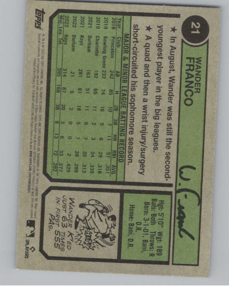 2023 Topps Heritage Chrome Refractor Blue Sparkle #21 Wander Franco  V98091 Image 2