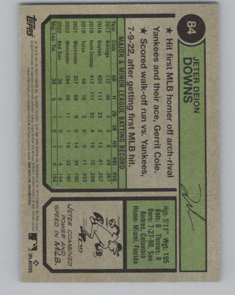 2023 Topps Heritage Chrome Refractor Blue Sparkle #84 Jeter Downs  V98094 Image 2