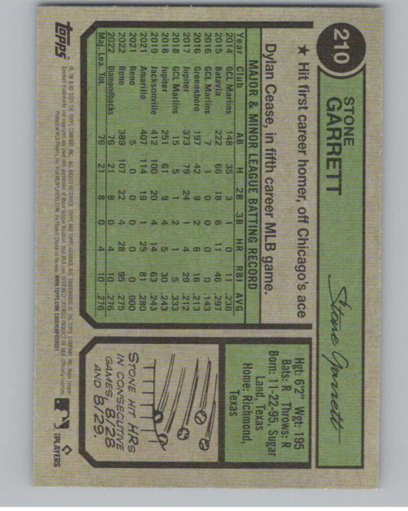 2023 Topps Heritage Chrome Refractor Blue Sparkle #210 Stone Garrett  V98095 Image 2