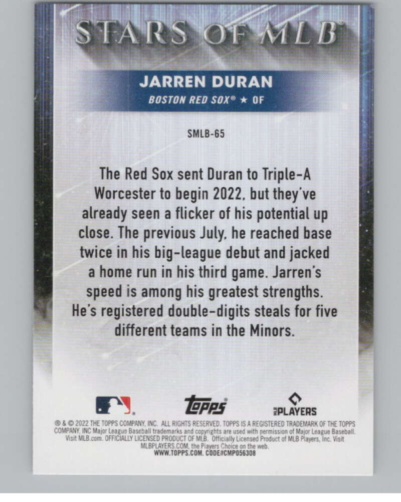 2022 Topps Stars of MLB #SMLB-65 Jarren Duran  V98111 Image 2