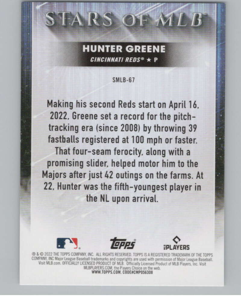2022 Topps Stars of MLB #SMLB-67 Hunter Greene  V98112 Image 2