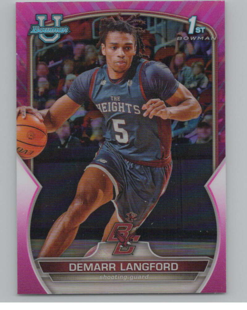 2022-23 Bowman University Chrome Refractor Pink #53 Demarr Langford  V98122 Image 1