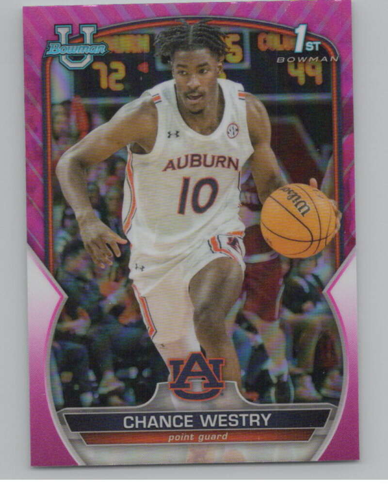 2022-23 Bowman University Chrome Refractor Pink #86 Chance Westry  V98123 Image 1