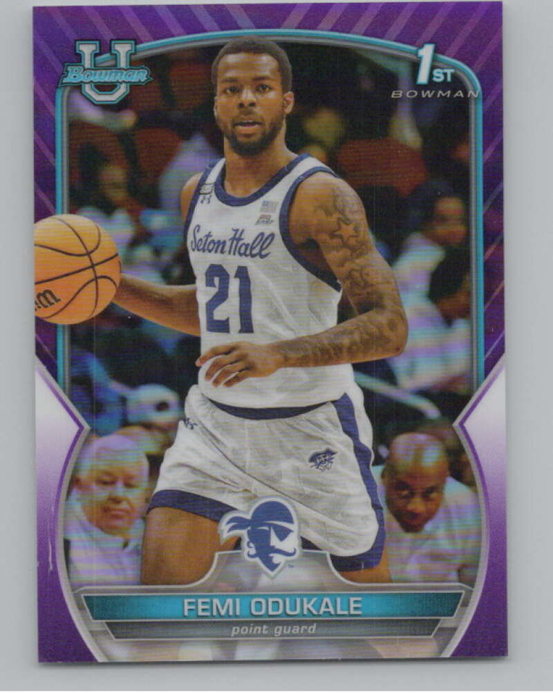 2022-23 Bowman University Chrome Refractor Purple #20 Femi Odukale  V98124 Image 1