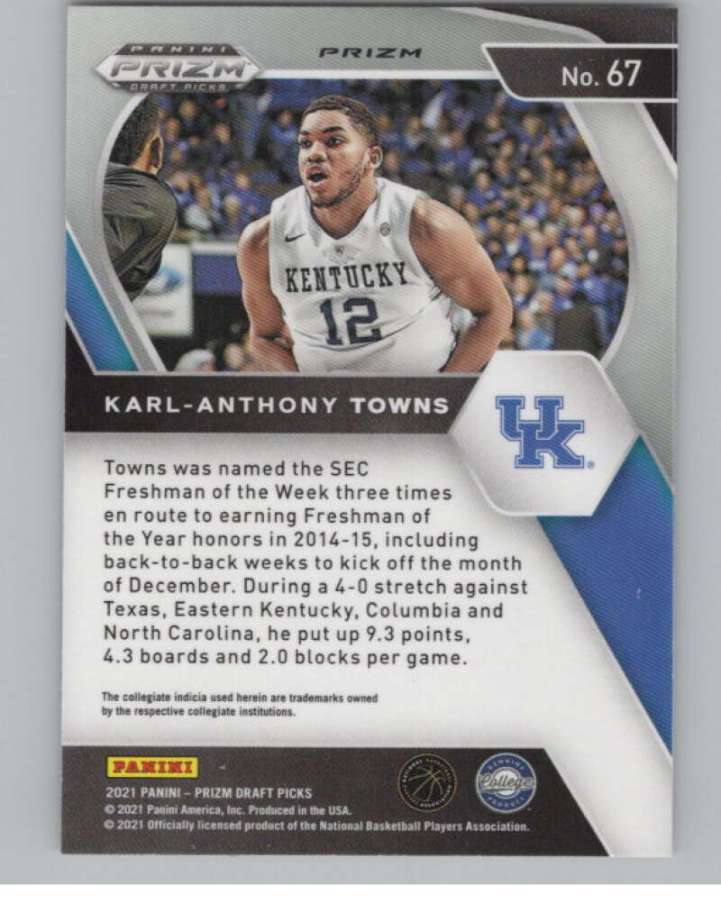2021-22 Panini Prizm Draft Picks Prizms Orange Ice #67 Karl-Anthony Towns  V98128 Image 2