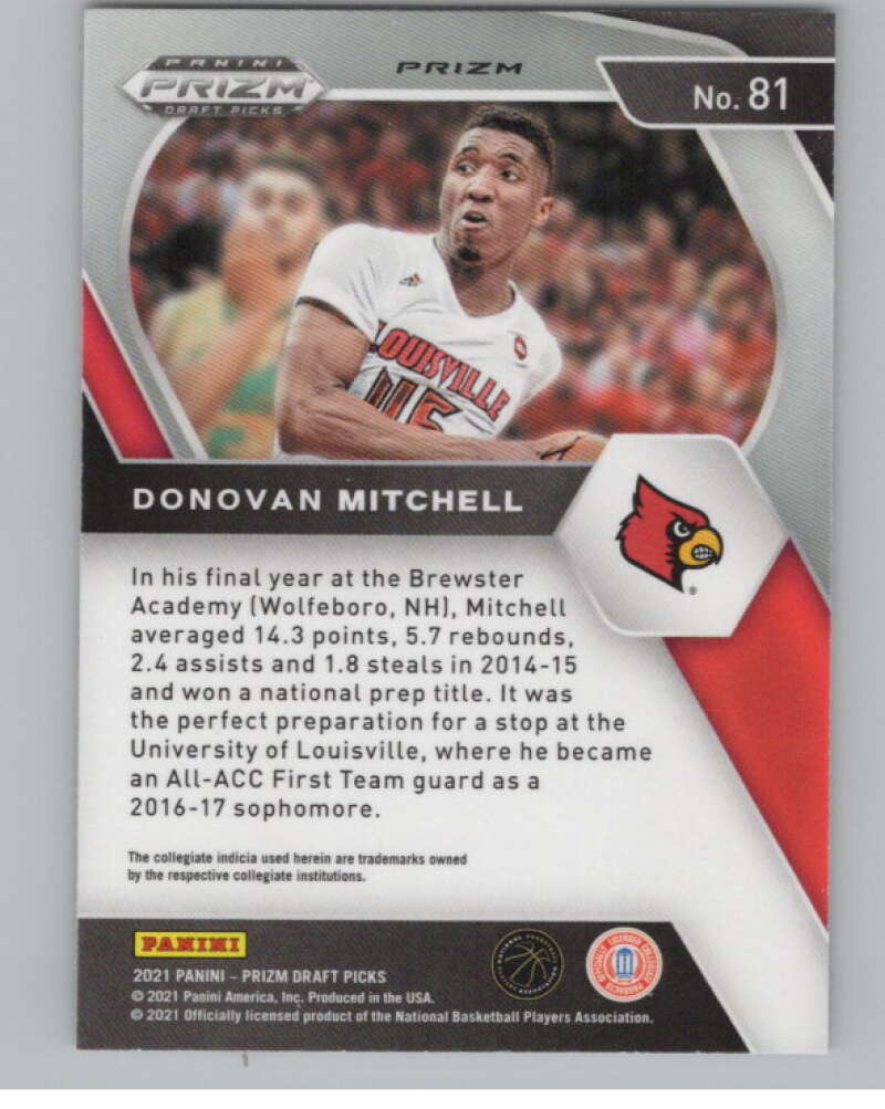 2021-22 Panini Prizm Draft Picks Prizms Orange Ice #81 Donovan Mitchell  V98130 Image 2