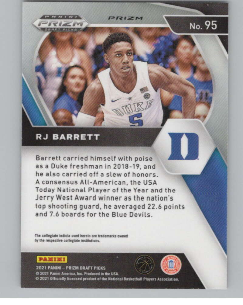2021-22 Panini Prizm Draft Picks Prizms Orange Ice #95 RJ Barrett  V98134 Image 2
