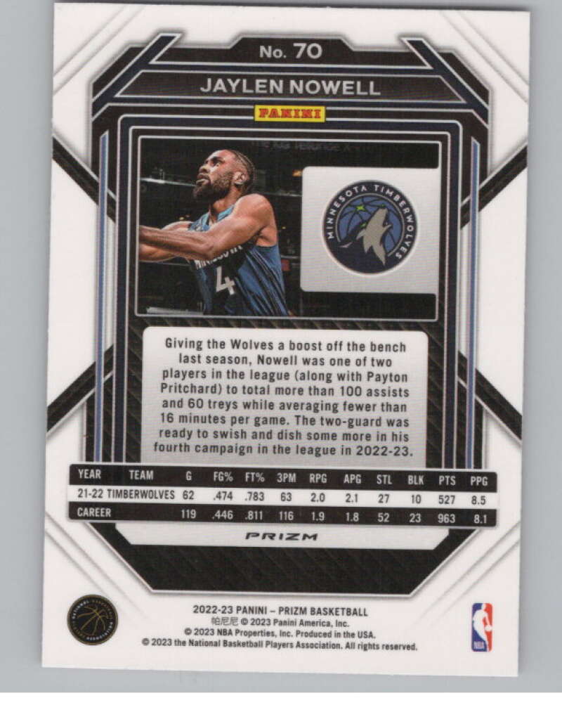 2022-23 Panini Prizm Prizms Pink Ice #70 Jaylen Nowell  V98141 Image 2