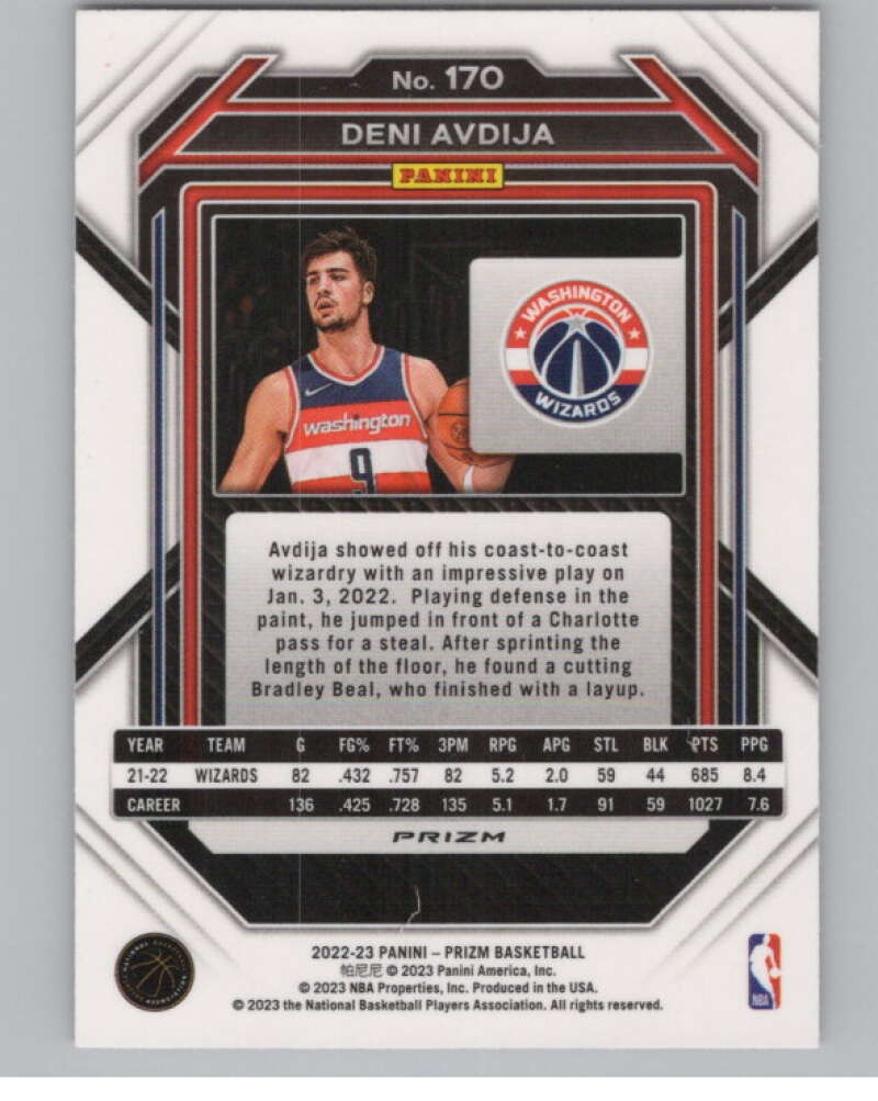 2022-23 Panini Prizm Prizms Pink Ice #170 Deni Avdija   V98147 Image 2