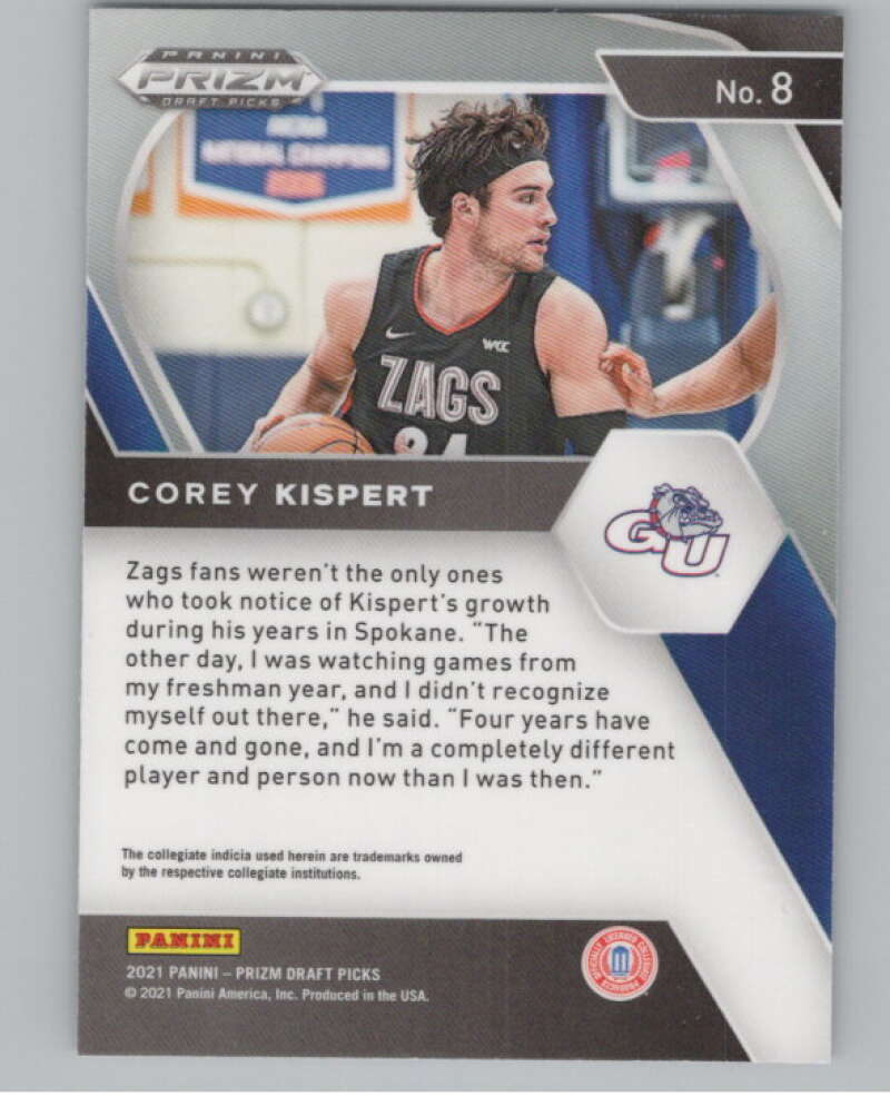 2021-22 Panini Prizm Draft Picks #8 Corey Kispert Rookie  V98151 Image 2