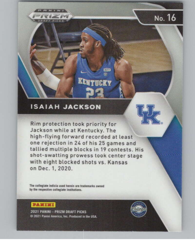 2021-22 Panini Prizm Draft Picks #16 Isaiah Jackson Rookie  V98157 Image 2