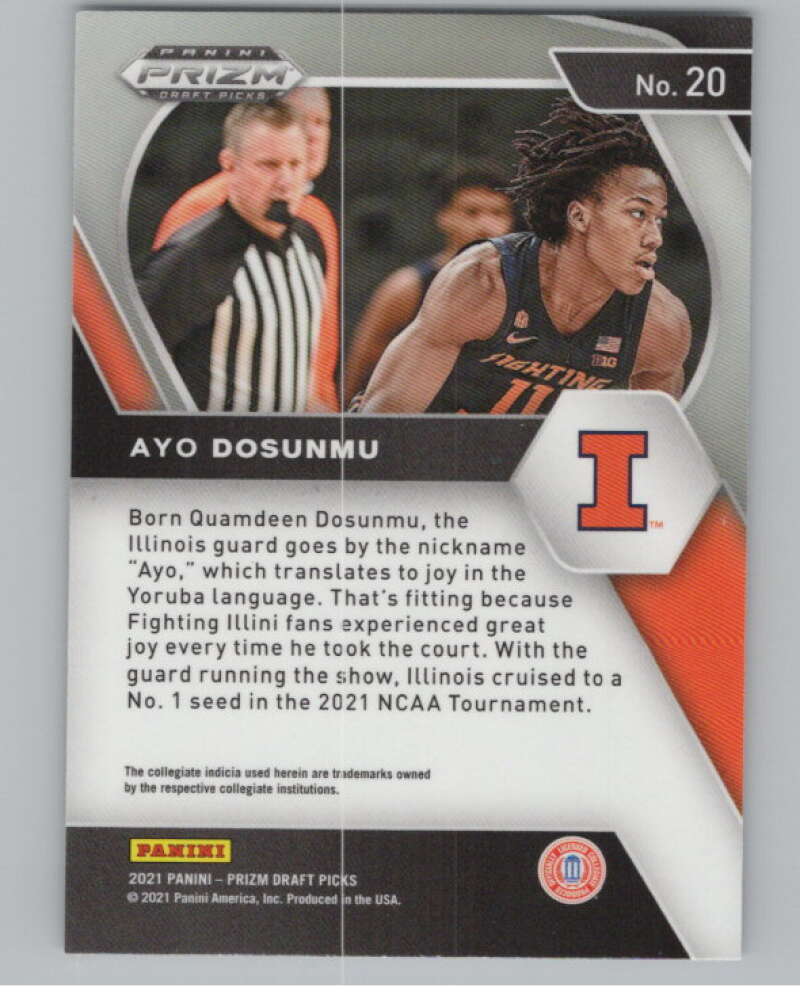 2021-22 Panini Prizm Draft Picks #20 Ayo Dosunmu Rookie  V98158 Image 2