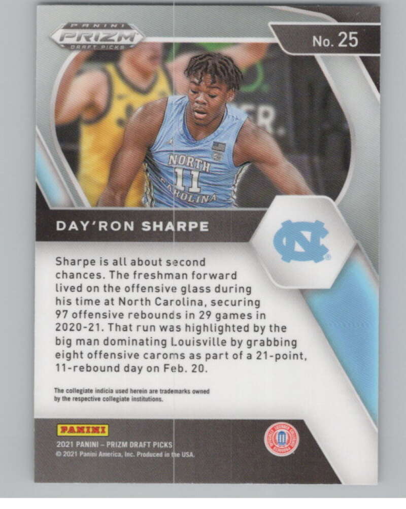 2021-22 Panini Prizm Draft Picks #25 Day'Ron Sharpe Rookie  V98160 Image 2