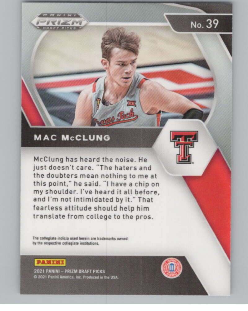 2021-22 Panini Prizm Draft Picks #39 Mac McClung Rookie  V98166 Image 2