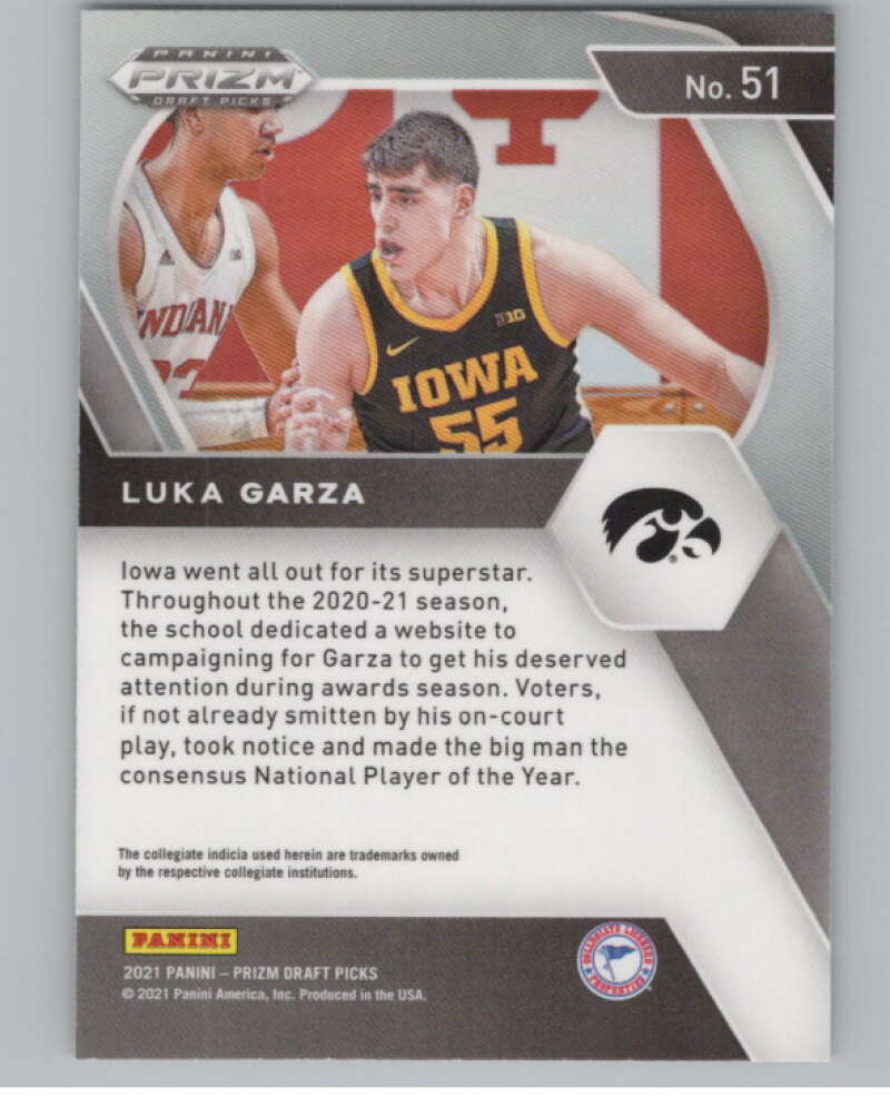 2021-22 Panini Prizm Draft Picks #51 Luka Garza Rookie  V98172 Image 2