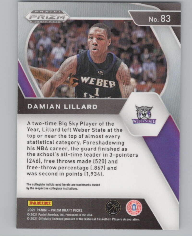 2021-22 Panini Prizm Draft Picks #83 Damian Lillard  V98187 Image 2