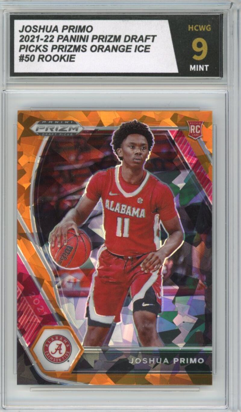 2021-22 Prizm Draft Picks Orange Ice #50 Joshua Primo Rookie Graded HCWG 9 Image 1