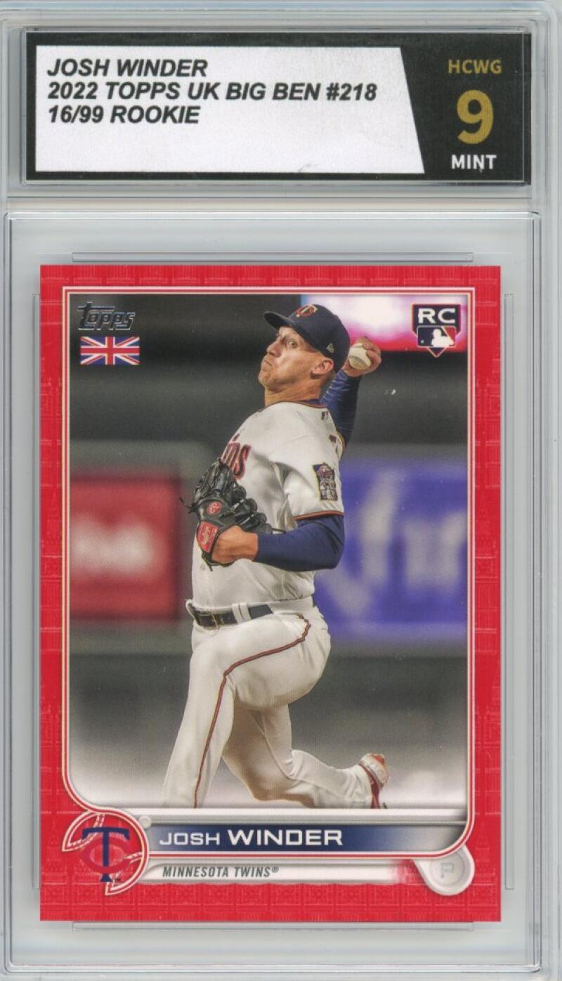 2022 Topps UK Big Red #218 Josh Winder 16/99 Rookie RC Graded HCWG 9 Image 1