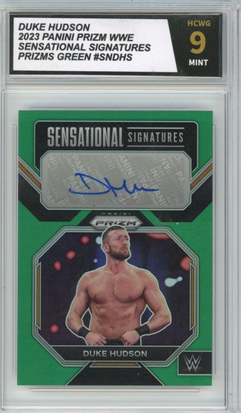 2023 Prizm WWE Sensational Signatures Green #SNDHS Duke Hudson Graded HCWG 9 Image 1