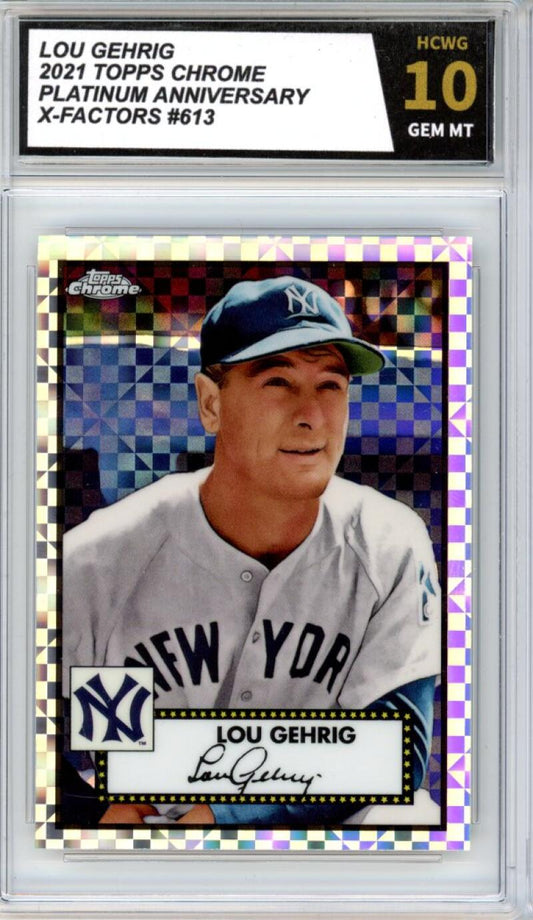 2021 Topps Chrome Platinum Ann. X-Factors #613 Lou Gehrig RC HCWG 10 Image 1