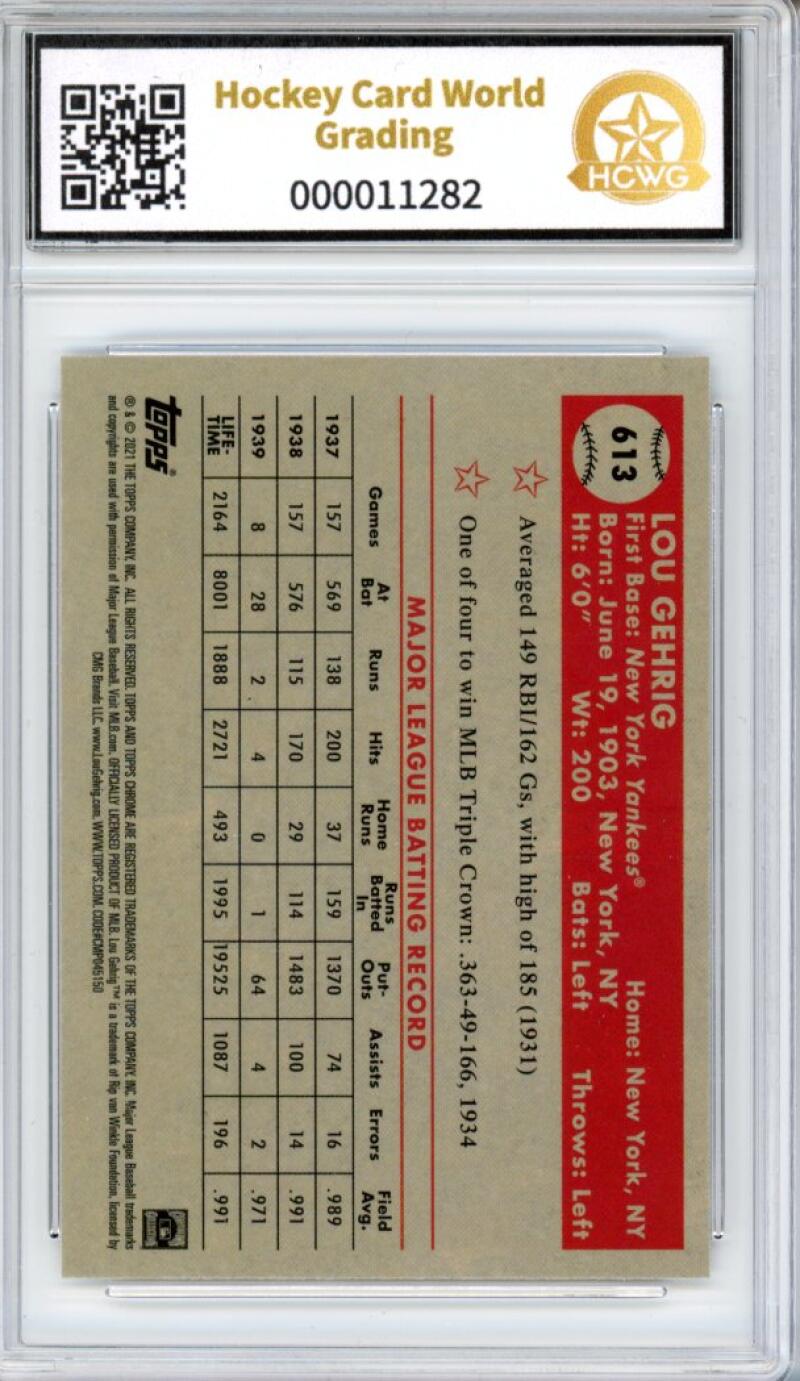 2021 Topps Chrome Platinum Ann. X-Factors #613 Lou Gehrig RC HCWG 10 Image 2