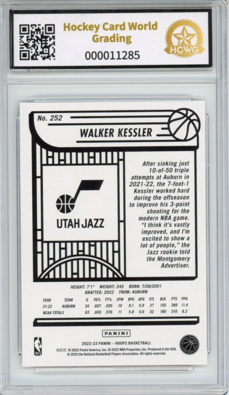2022-23 Panini Hoops Yellow #252 Walker Kessler RC Rookie Mint HCWG 9 Image 2
