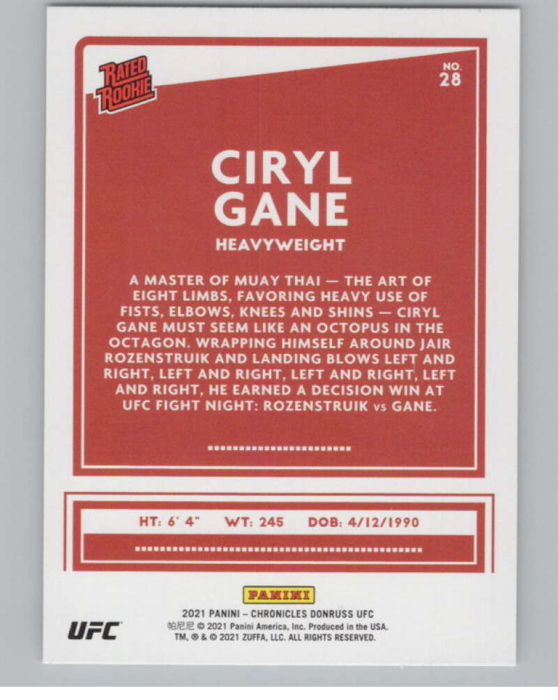 2021 Panini Chronicles  Donruss Rated Rookies #28 Ciryl Gane   V98216 Image 2