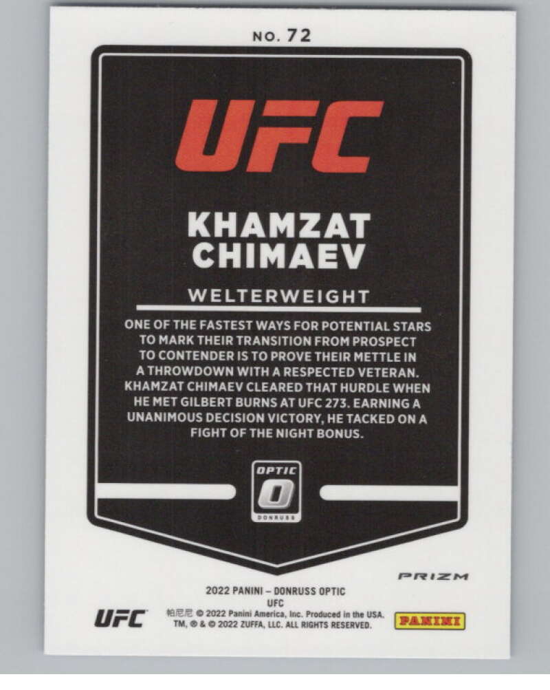 2022 Donruss Optic Blue Velocity #72 Khamzat Chimaev  V98241 Image 2