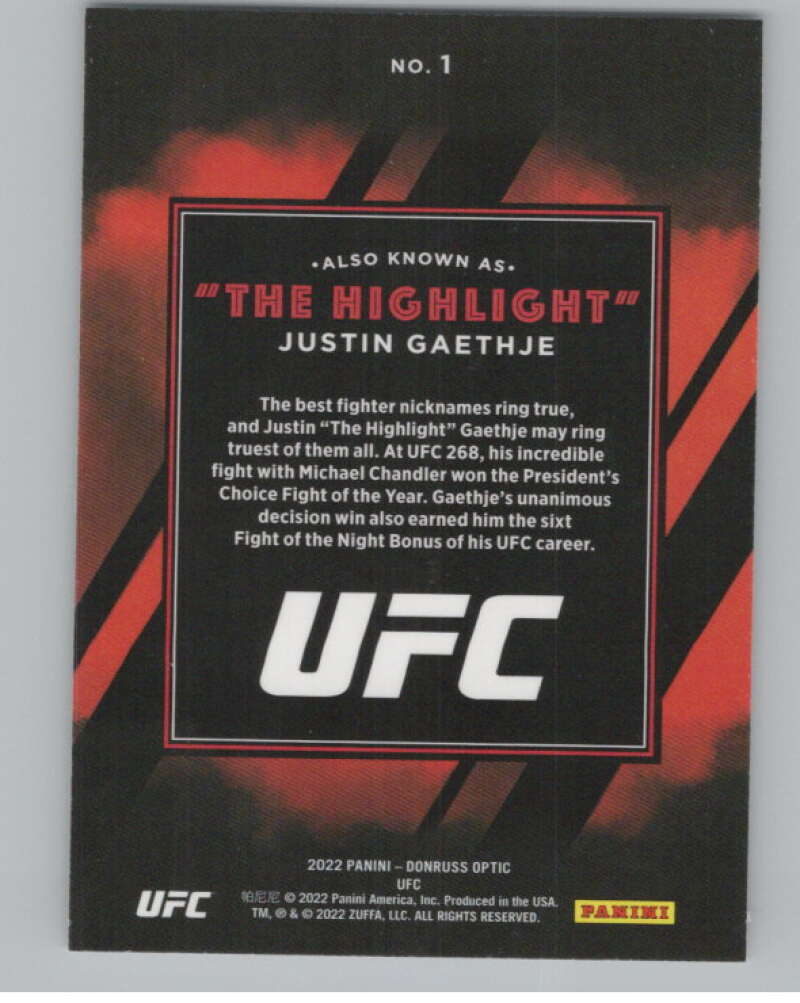 2022 Donruss Optic Also Known As #1 Justin Gaethje   V98248 Image 2