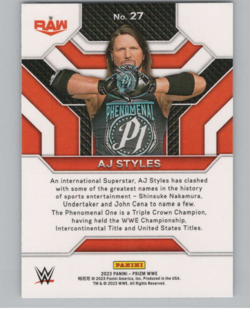 2023 Panini Prizm Top Tier #27 AJ Styles WWE  V98259 Image 2