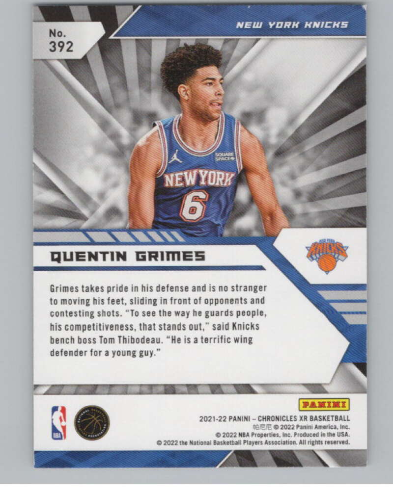 2021-22 Panini Chronicles Green #392 Quentin Grimes XR Rookie  V98293 Image 2