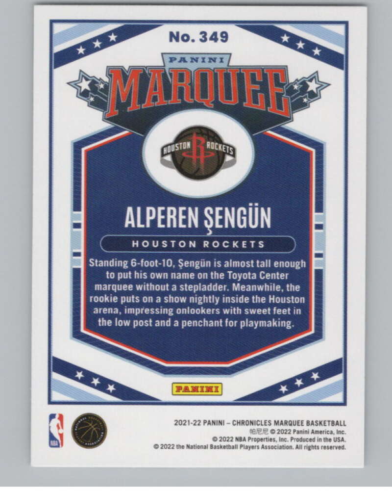 2021-22 Panini Chronicles #349 Alperen Sengun Marquee Rookie   V98298 Image 2